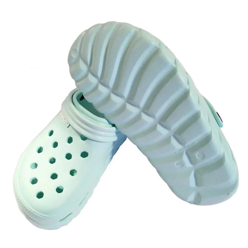 Amoji Garden Clogs Unisex Youth W-10 M-8 Mint Blue Sandals Casual Slip On Shoes